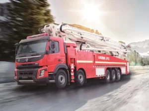Elevating jet fire truck