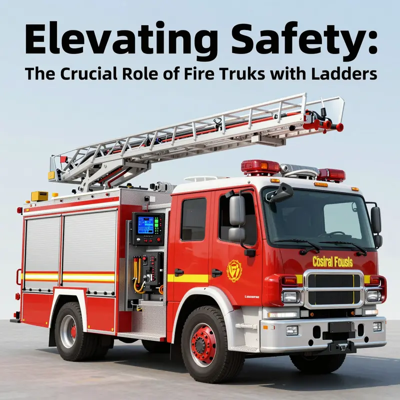 Detailed view of a fire truck displaying its ladder capabilities and design for emergency responses.