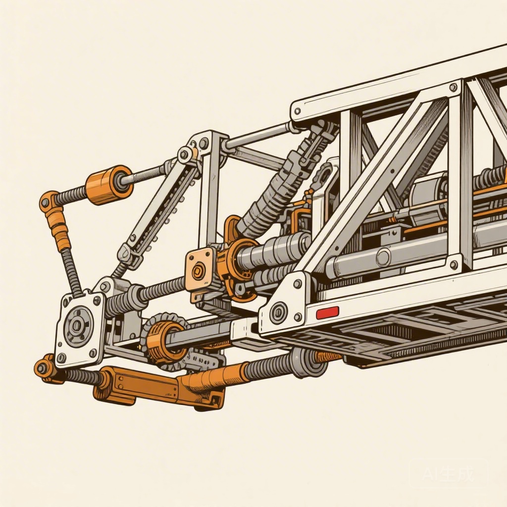 Detailed view of a fire truck ladder extension