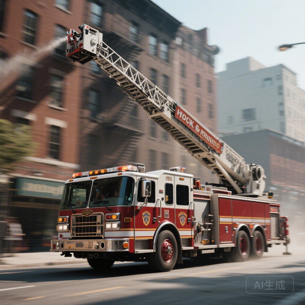 Hook and Ladder Fire Truck in Action
