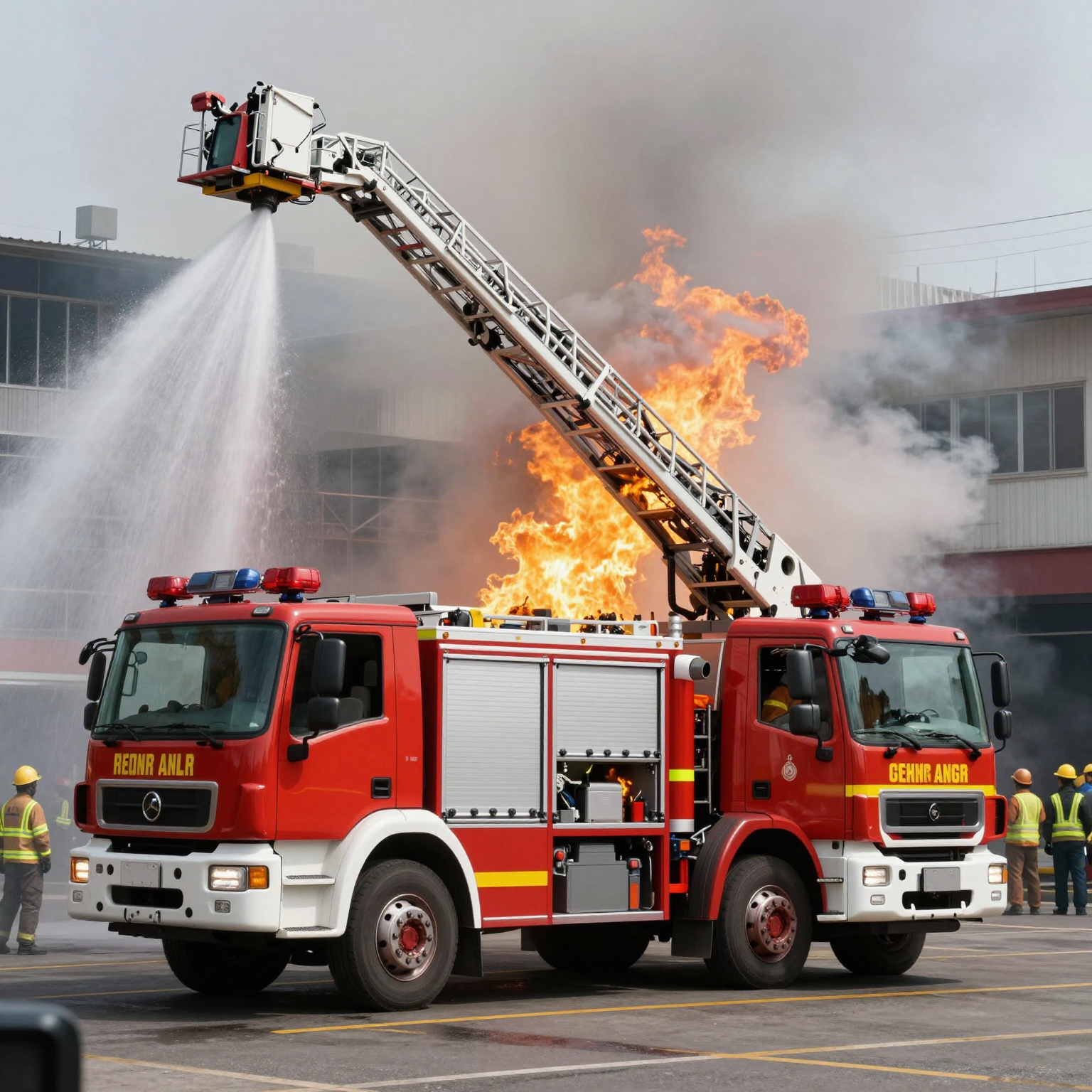 Aerial Fire Suppression Truck in Action