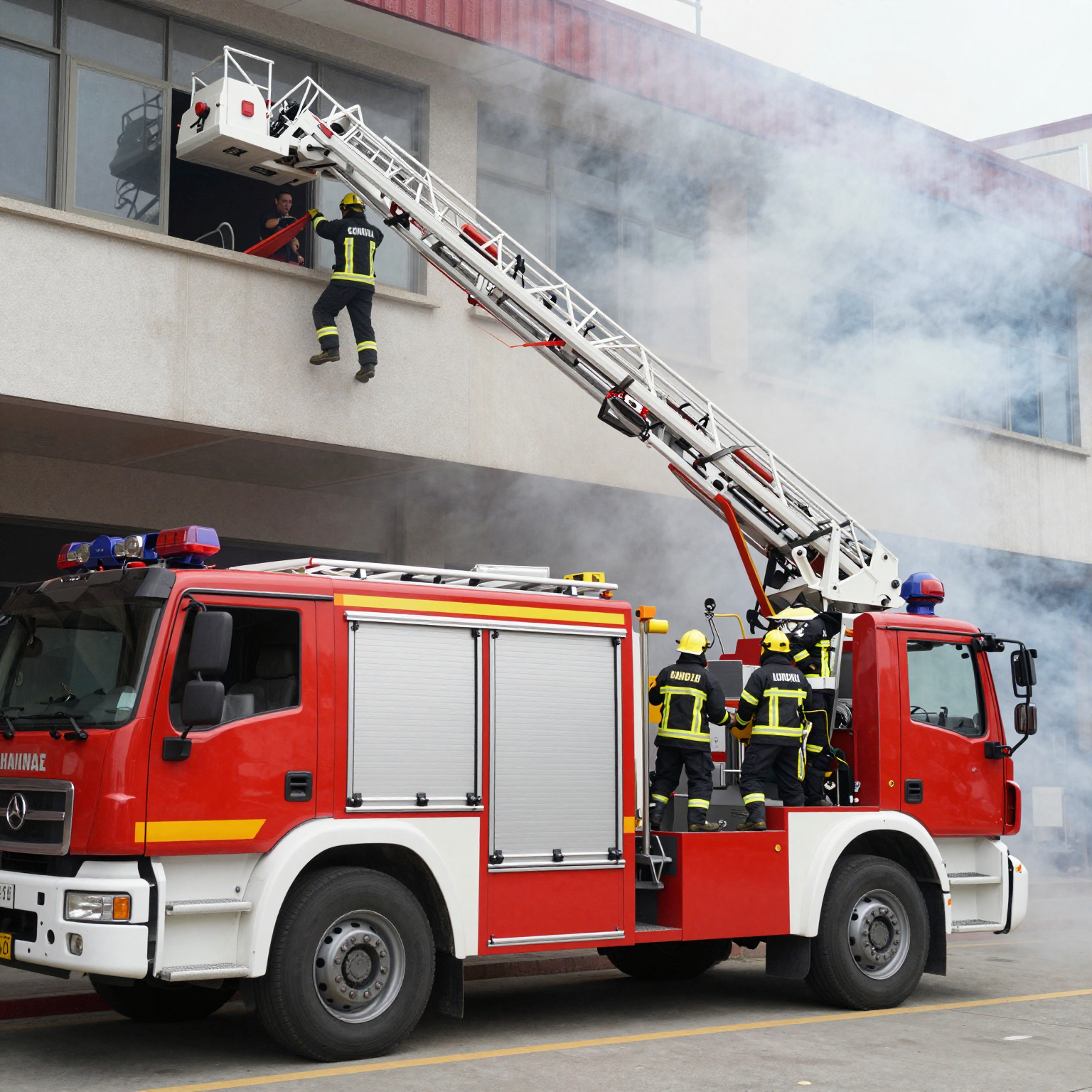 Platform Fire Truck in Action