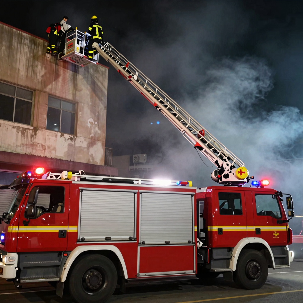 Fire Ladder Truck in Action