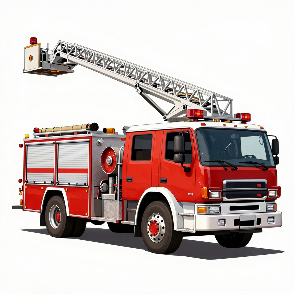 Dibujo de un camión bombero con escalera