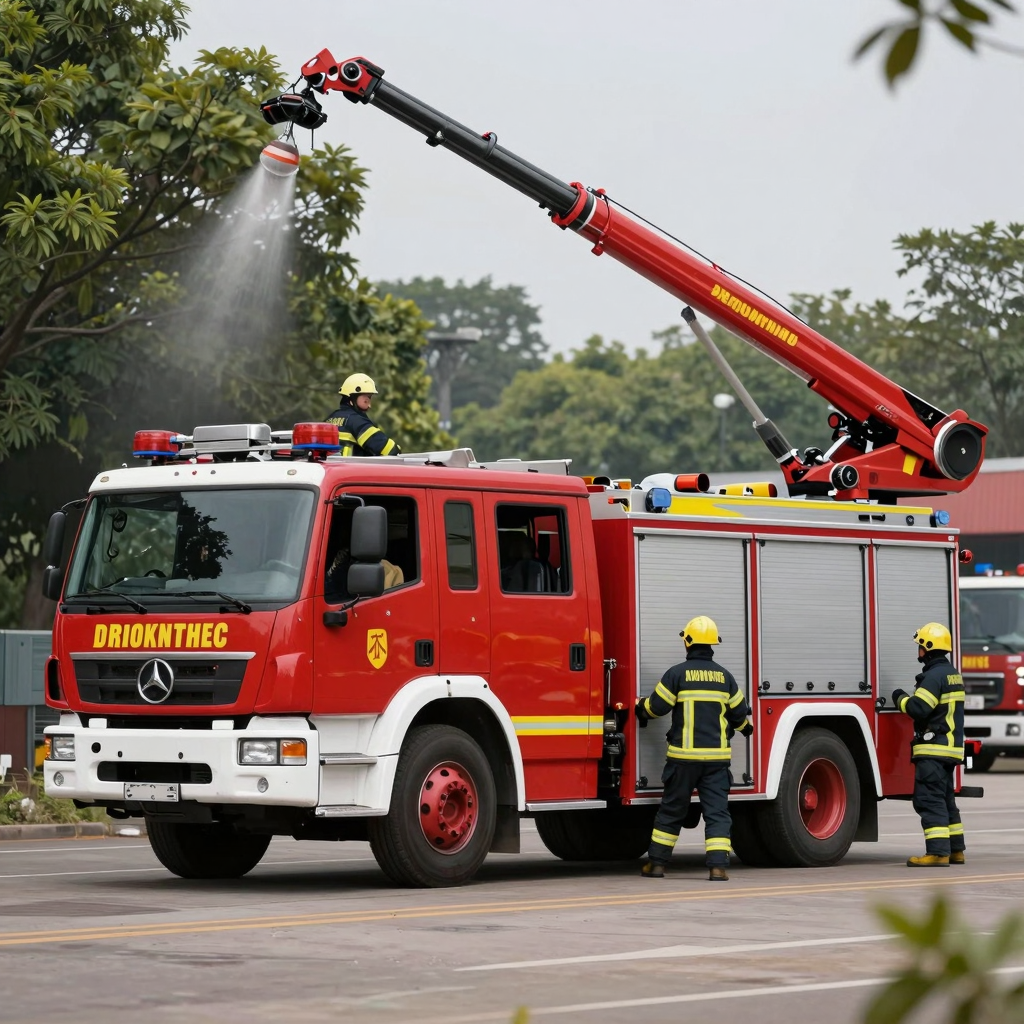 Fire Aerial Truck in Action