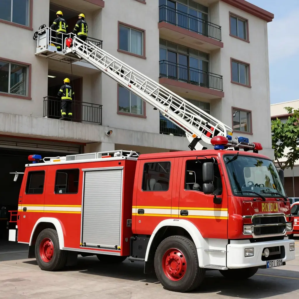 Fire Ladder Truck in Action