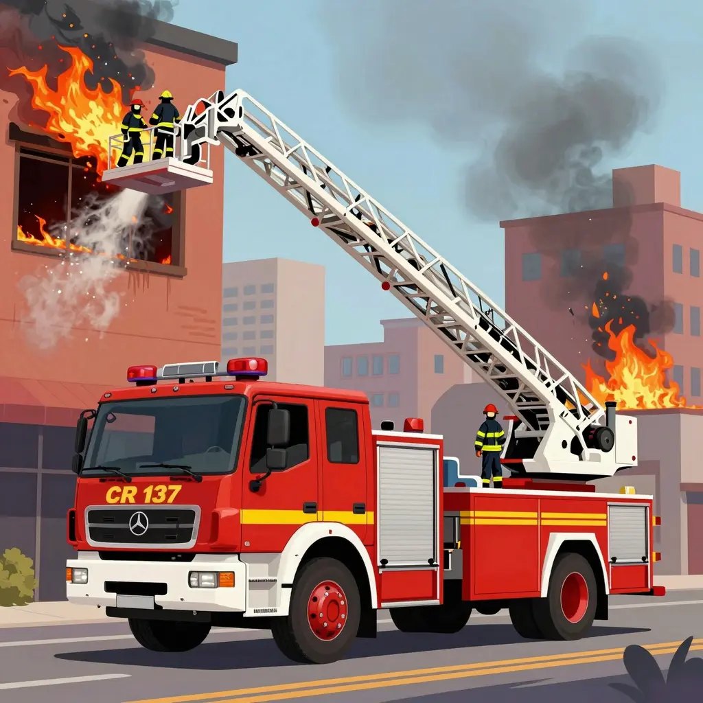 CR 137 Aerial Ladder Fire Truck in Action