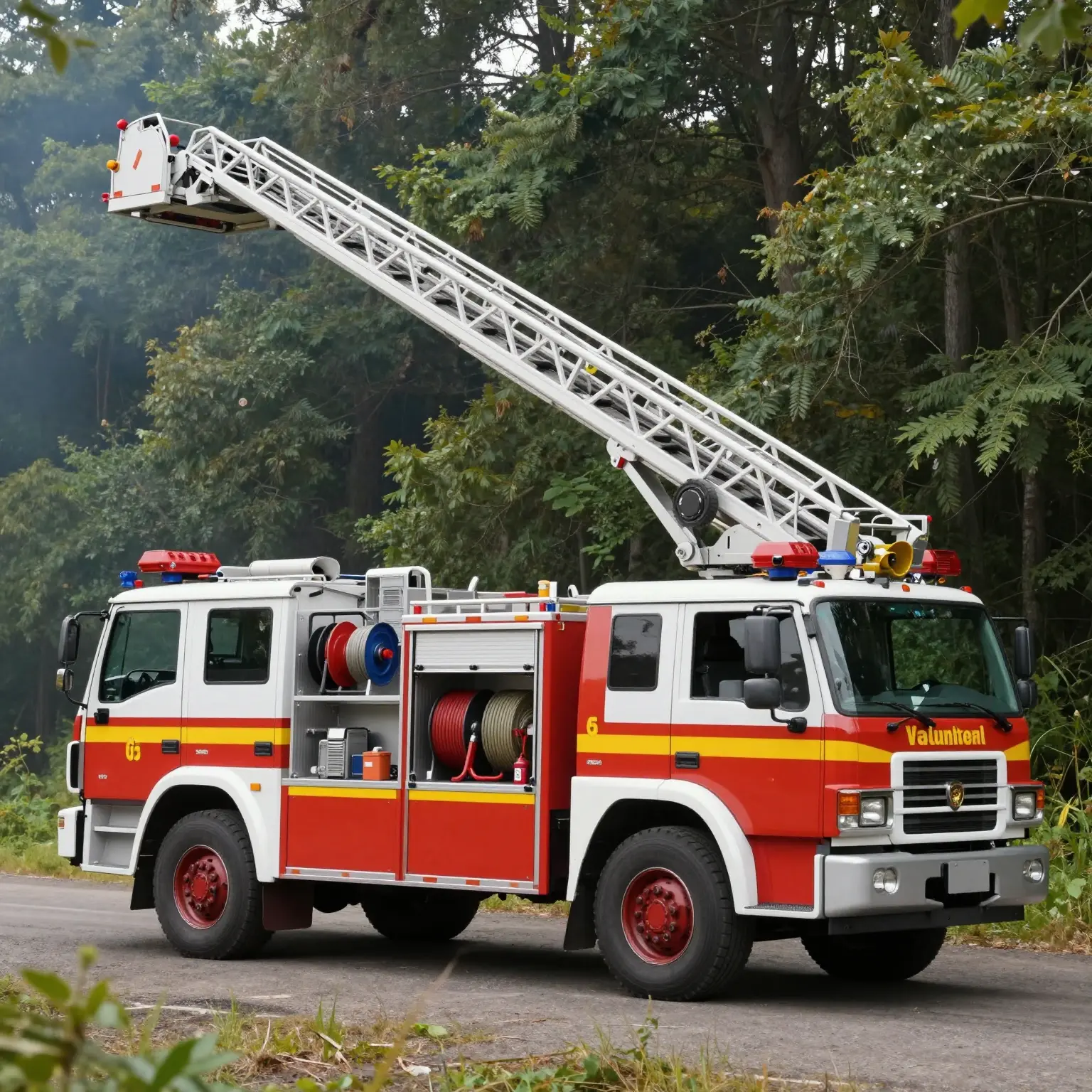 Forest volunteer fire department ladder truck