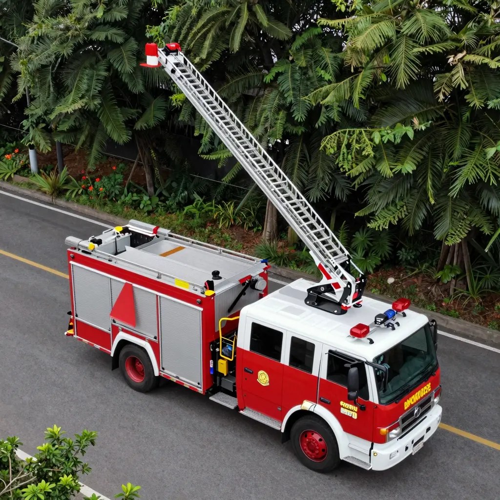 Ladder Fire Truck in Action
