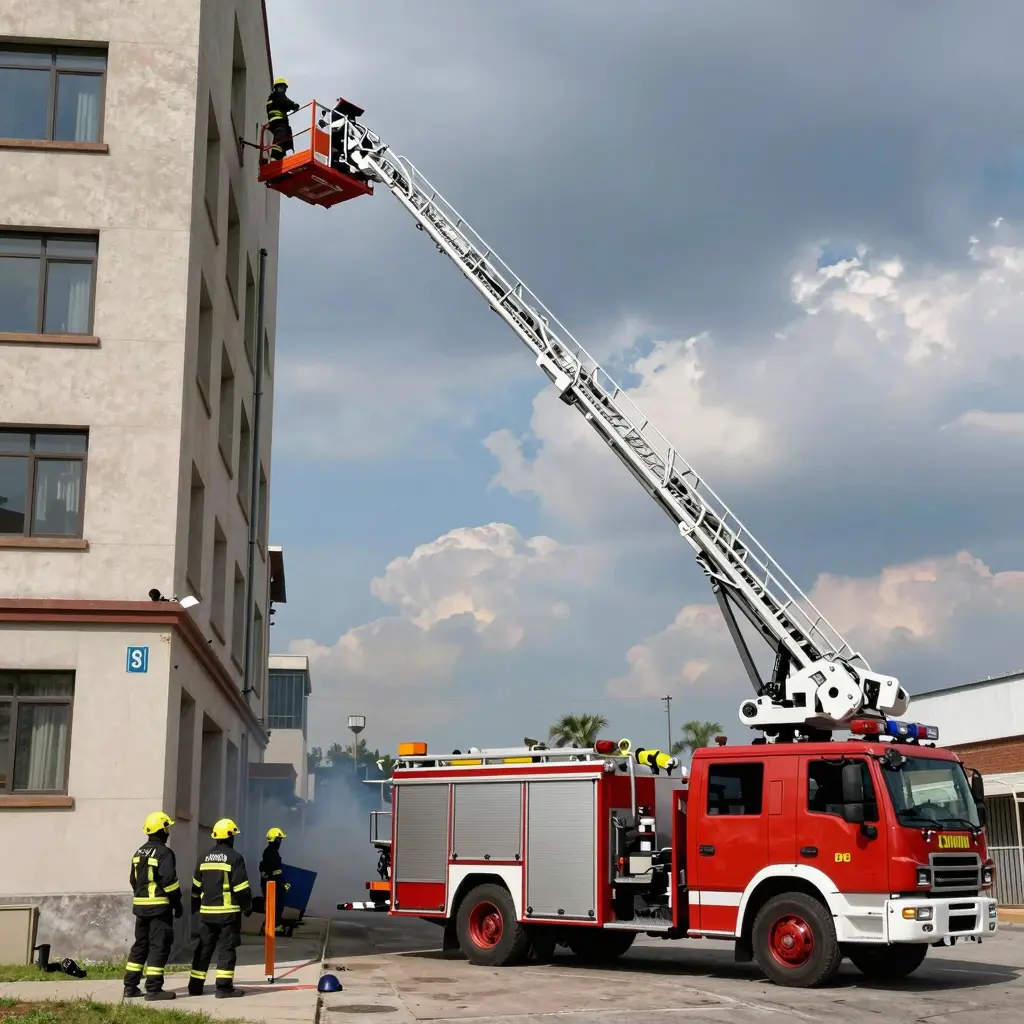 Aerial Fire Truck in Action