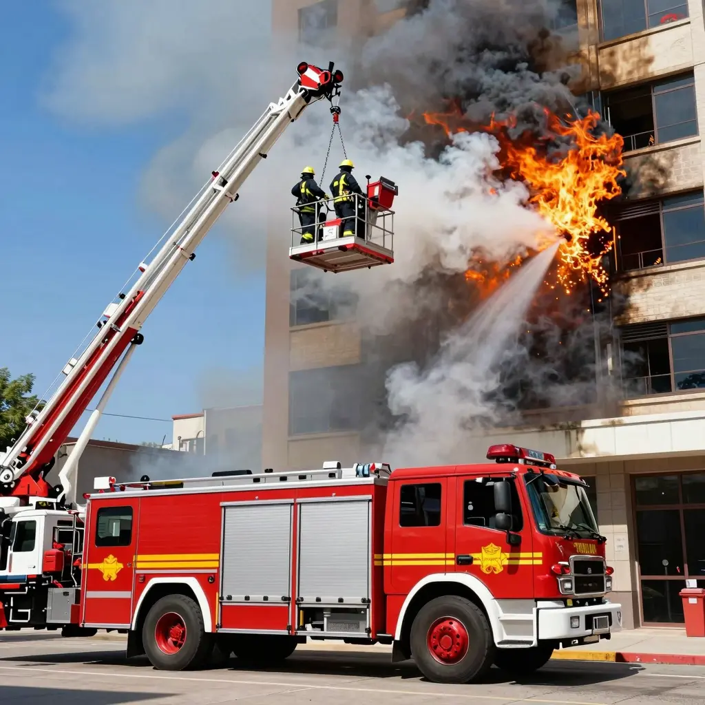 Aerial Fire Trucks in Action