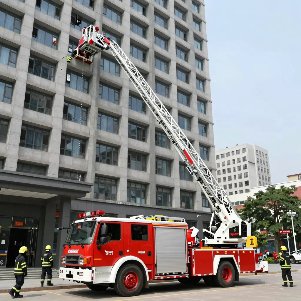 Aerial Ladder Fire Truck in Action