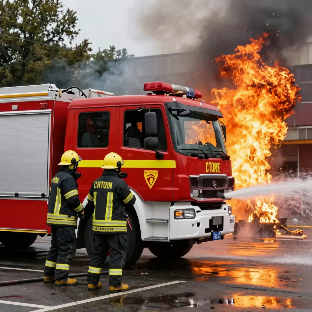 Camión de bomberos en acción