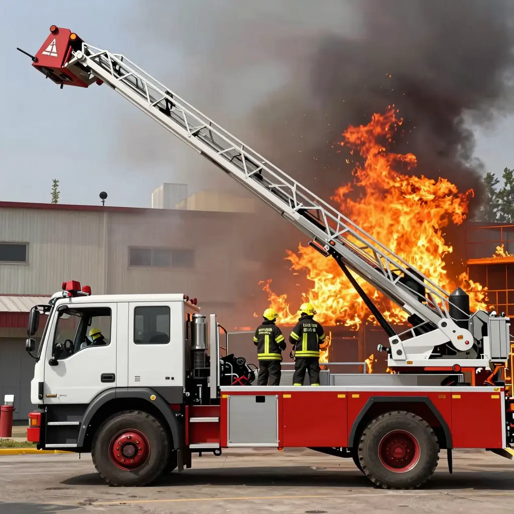 Tiller Ladder Truck in Action