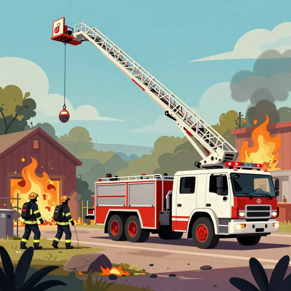 Fire Department Tiller Ladder Truck with Outriggers