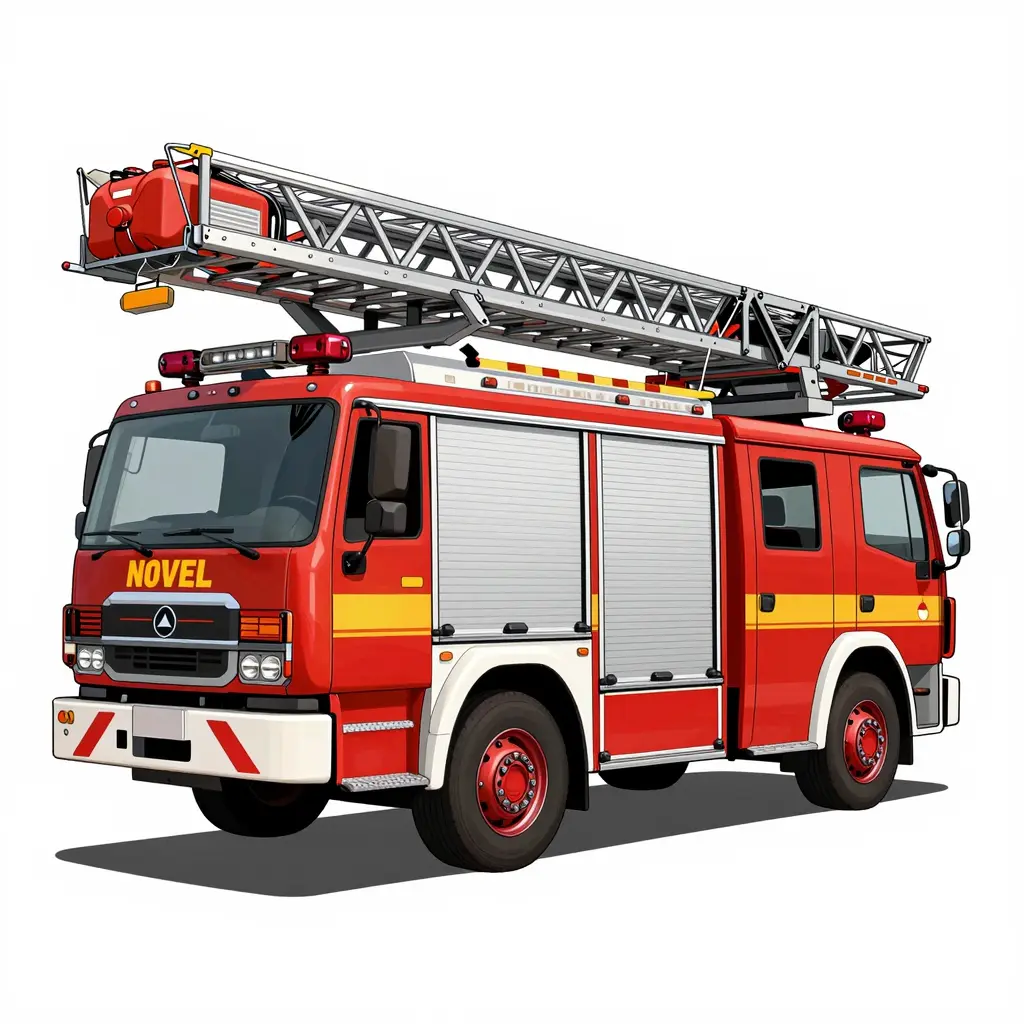 Fire Truck with Labeled Parts