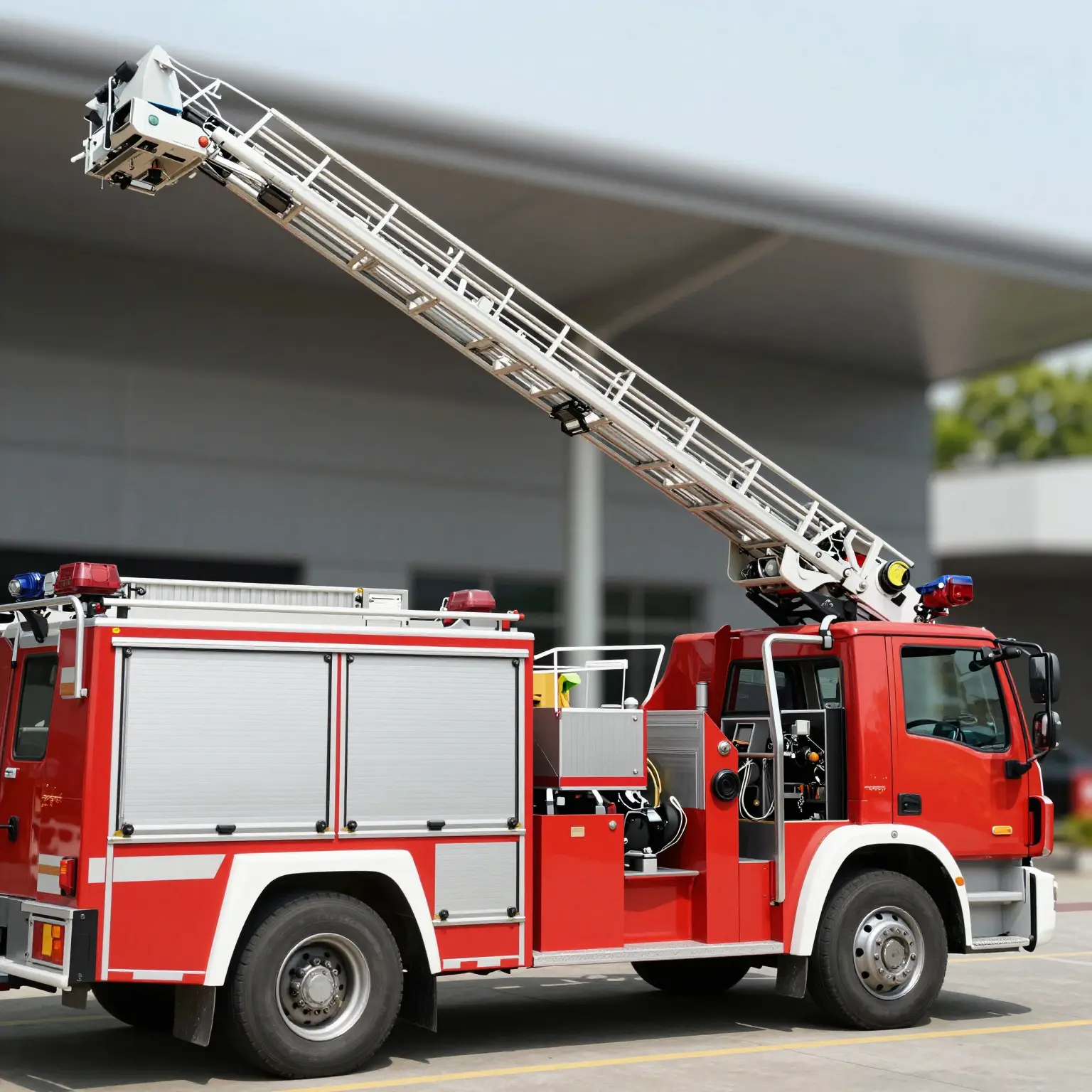 Fire Ladder Truck in Action